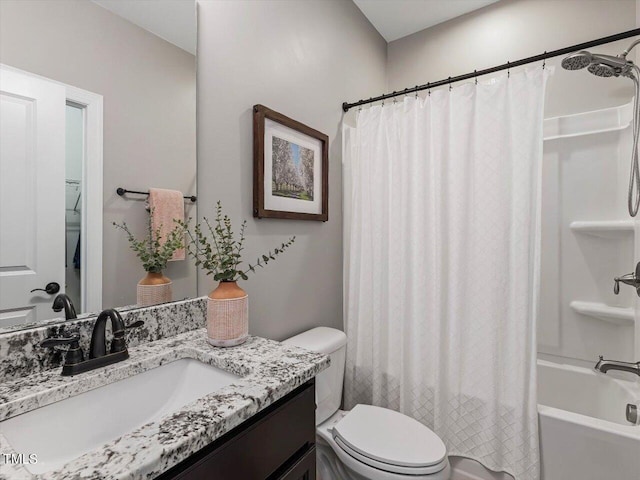 374 Crimson Way, Pittsboro, NC 27312 - bathroom with vanity, toilet, and shower / bath combination with curtain