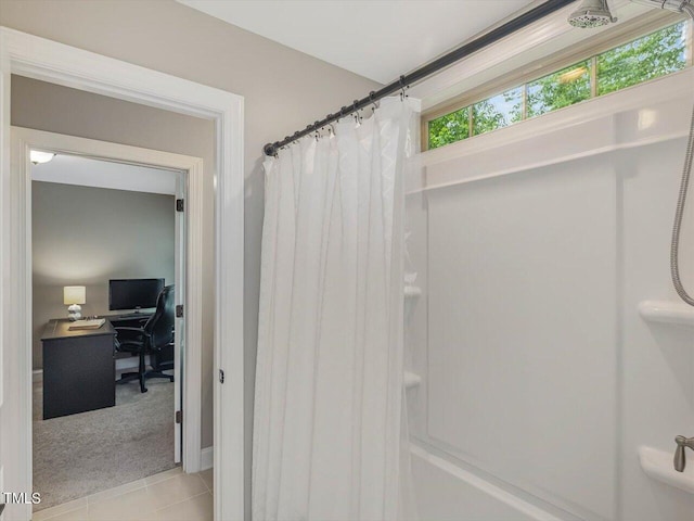 374 Crimson Way, Pittsboro, NC 27312 - bathroom featuring tile patterned floors and shower / tub combo