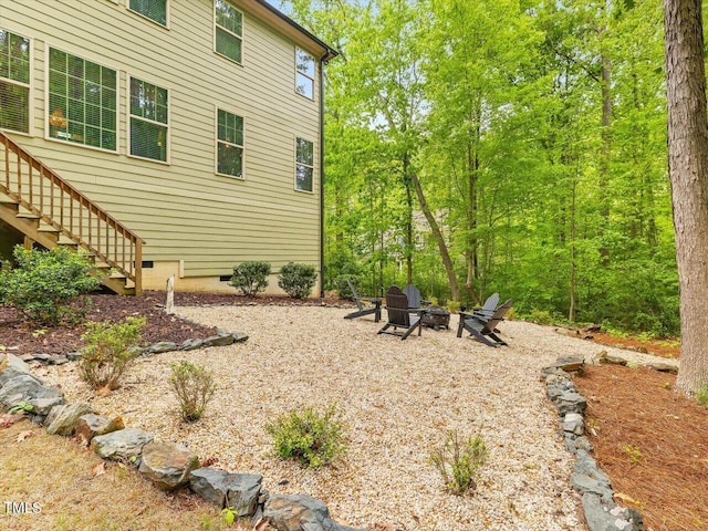 374 Crimson Way, Pittsboro, NC 27312 - view of yard featuring a fire pit and stairway