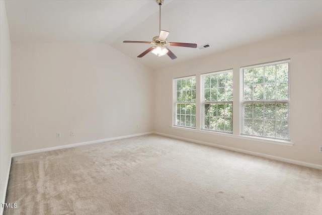 402 Halls Mill Dr, Cary, NC 27519 - carpeted empty room featuring baseboards, ceiling fan, and vaulted ceiling