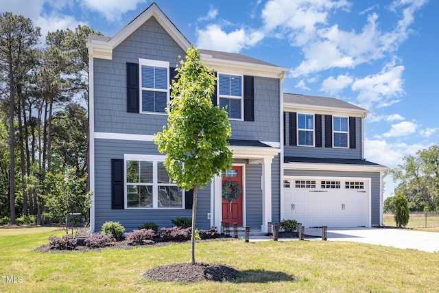 8840 Shallow Creek Trl, Bailey, NC 27807 - traditional-style house featuring a garage, concrete driveway, and a front lawn