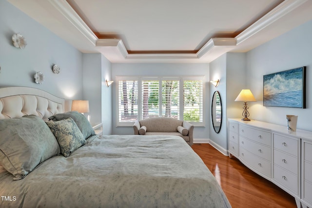 84307 Winslow, Chapel Hill, NC 27517 - bedroom with a raised ceiling, dark wood finished floors, and crown molding