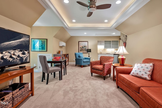 84307 Winslow, Chapel Hill, NC 27517 - office featuring light carpet, a ceiling fan, recessed lighting, a raised ceiling, and a wall unit AC