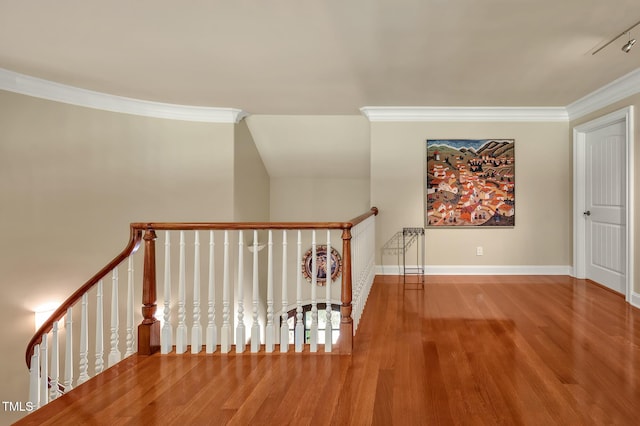 84307 Winslow, Chapel Hill, NC 27517 - stairs featuring crown molding and wood finished floors