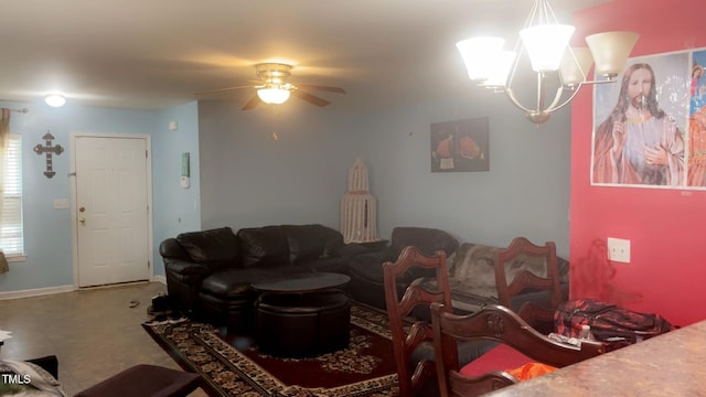 764 Grove Creek Ln, Raleigh, NC 27610 - living area with ceiling fan and a chandelier
