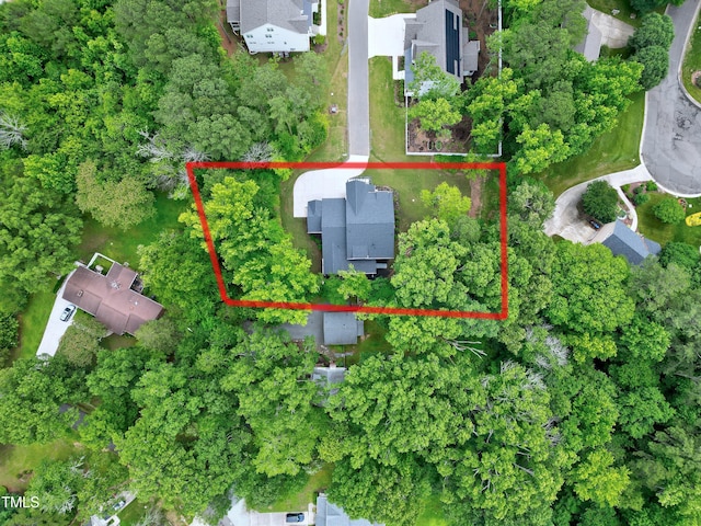 5406 Garrett Rd, Durham, NC 27707 - aerial overview of property's location with property parcel outlined