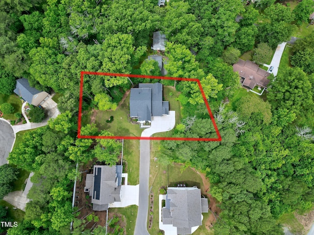 5406 Garrett Rd, Durham, NC 27707 - aerial view of property's location featuring property boundaries highlighted
