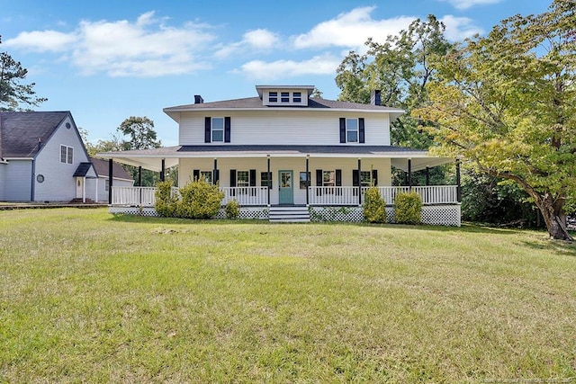201 N College St, Red Springs, NC 28377 - country-style home with covered porch, a chimney, and a front yard