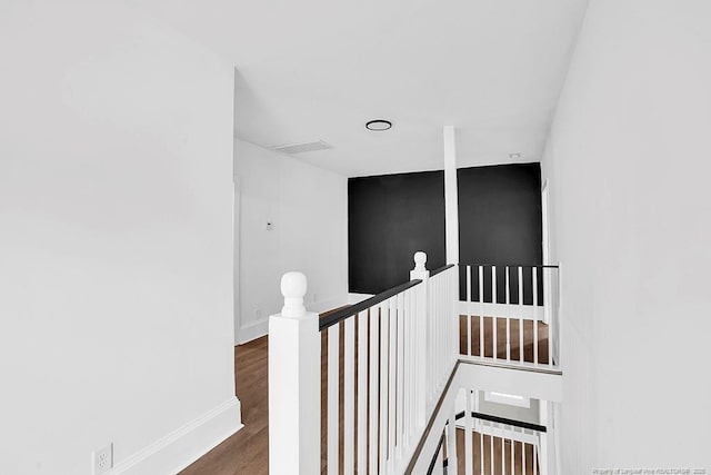 201 N College St, Red Springs, NC 28377 - stairway with wood finished floors and baseboards