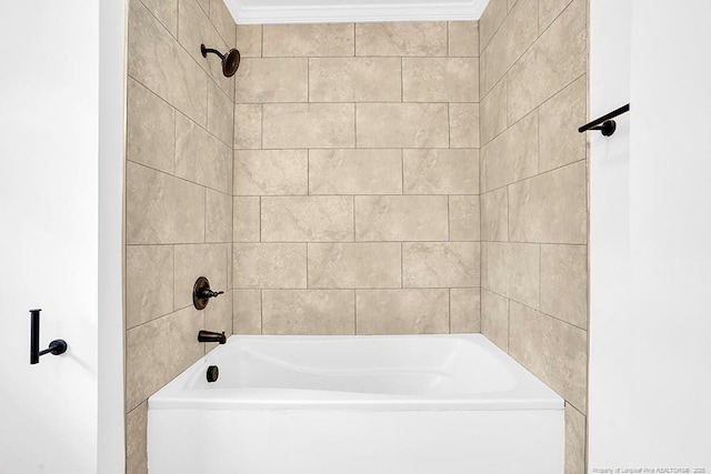201 N College St, Red Springs, NC 28377 - bathroom featuring ornamental molding and shower / tub combination