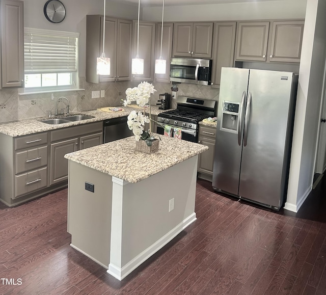 1116 Powder, Fuquay Varina, NC 27526 - kitchen featuring stainless steel appliances, gray cabinets, and dark wood-type flooring