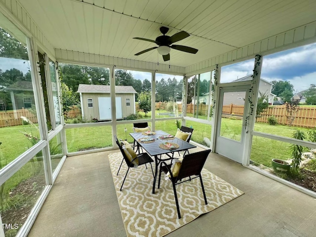 1116 Powder, Fuquay Varina, NC 27526 - sunroom / solarium featuring outdoor dining space, ceiling fan, and plenty of natural light