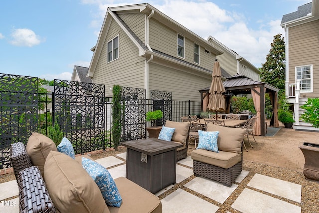 321 Commons Walk Cir, Cary, NC 27519 - view of patio featuring an outdoor hangout area, a gazebo, and outdoor dining area