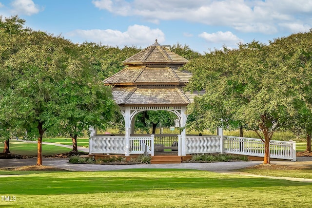 321 Commons Walk Cir, Cary, NC 27519 - view of community with a gazebo, a yard, and golf course view