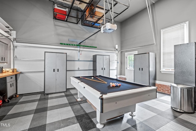321 Commons Walk Cir, Cary, NC 27519 - game room featuring a high ceiling, billiards, and a garage