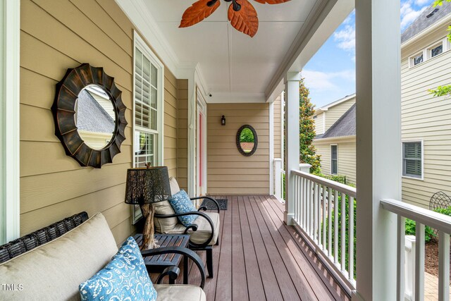 321 Commons Walk Cir, Cary, NC 27519 - wooden porch featuring a ceiling fan