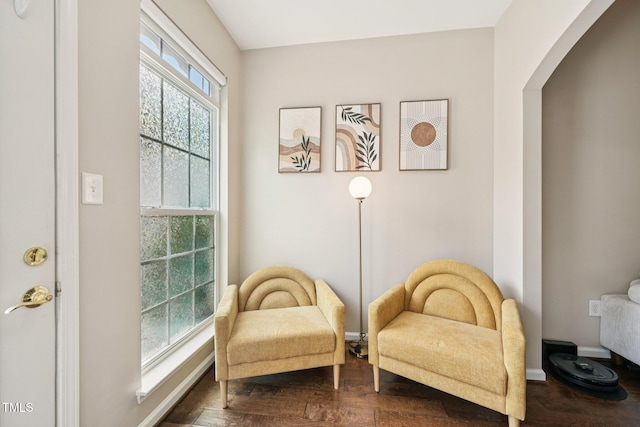 1004 Lake Michael Way, Mebane, NC 27302 - living area with dark wood-type flooring, arched walkways, and baseboards