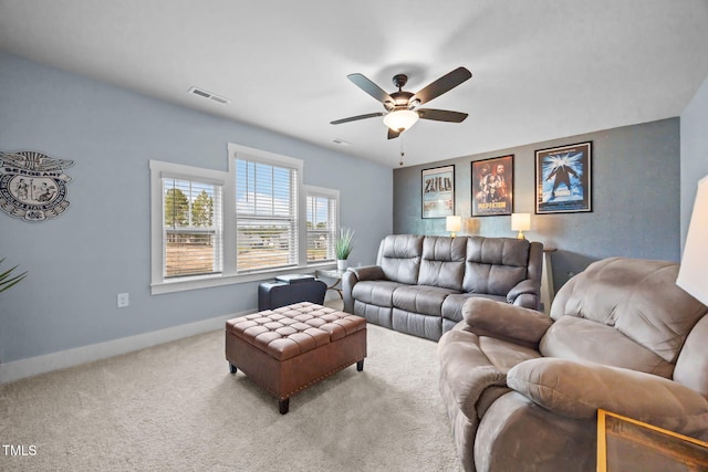232 Duncan Creek Rd, Lillington, NC 27546 - carpeted living area featuring ceiling fan and baseboards