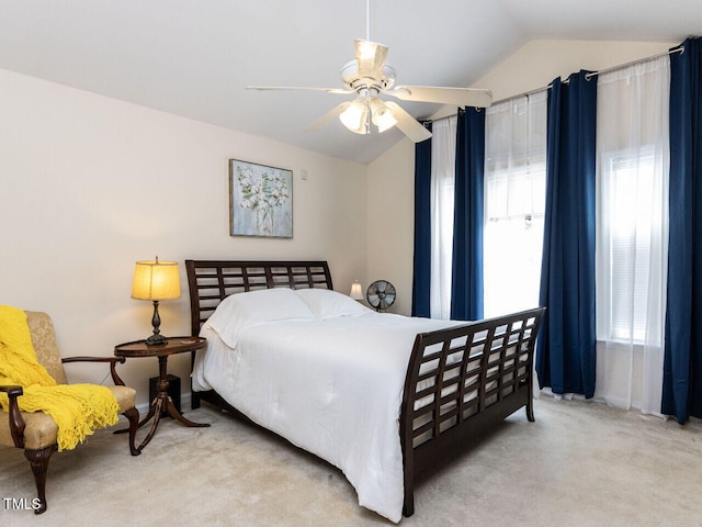 8001 Strawberry Meadows St, Raleigh, NC 27613 - bedroom featuring vaulted ceiling, carpet, and ceiling fan
