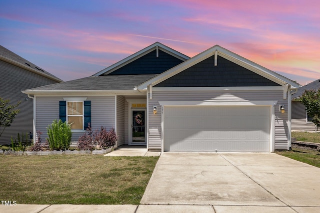 157 Willow Grove Ln, Fuquay Varina, NC 27526 - view of front of property with driveway, a garage, and a yard