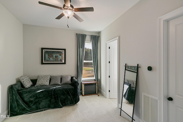 1475 Sierra Glen Cir, Apex, NC 27502 - living area with a ceiling fan, light carpet, and baseboards