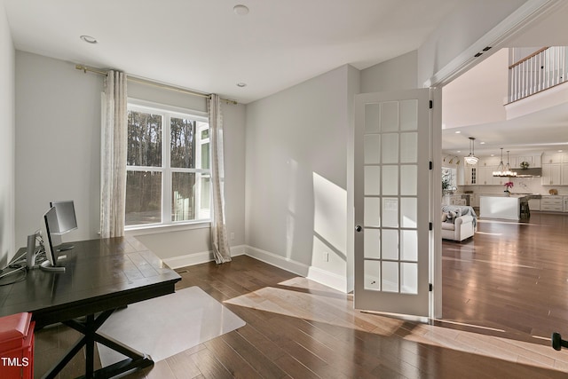 1475 Sierra Glen Cir, Apex, NC 27502 - office space with hardwood / wood-style flooring, baseboards, and recessed lighting
