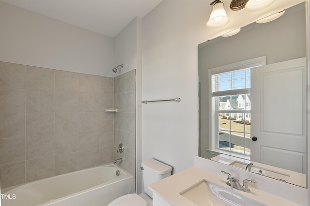 1475 Sierra Glen Cir, Apex, NC 27502 - bathroom featuring toilet, shower / washtub combination, and vanity
