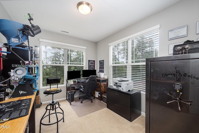 1211 Whispering Oak Ln, Durham, NC 27704 - home office with light carpet and baseboards