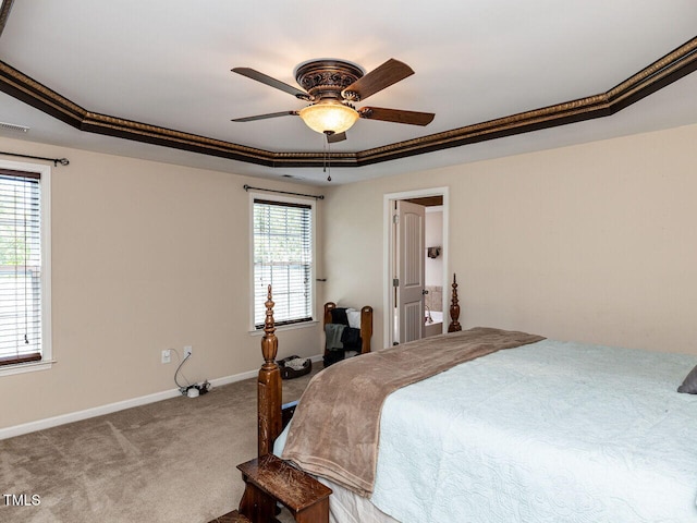 1004 Bridlemine Dr, Fuquay Varina, NC 27526 - bedroom with carpet flooring, multiple windows, baseboards, and a raised ceiling