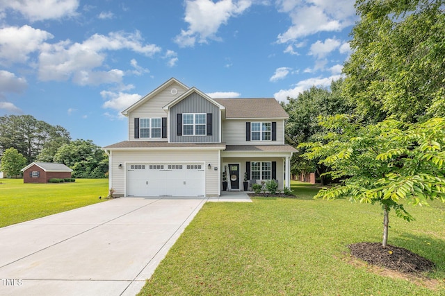 108 Pointe Dr, La Grange, NC 28551 - traditional-style home with concrete driveway, a garage, a front lawn, and a shingled roof