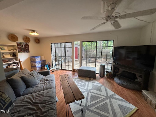 1708 Quail Ridge Rd, Raleigh, NC 27609 - living room featuring wood finished floors and ceiling fan