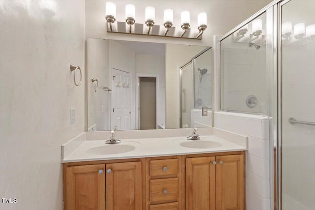 1817 Foxbrook Dr, Raleigh, NC 27603 - bathroom featuring a shower stall and double vanity