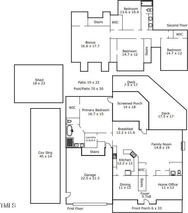 1817 Foxbrook Dr, Raleigh, NC 27603 - floor plan / room layout