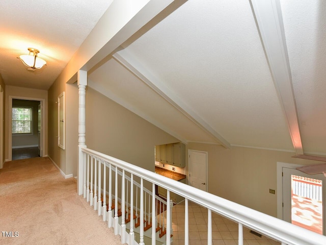 1215 Brookgreen Dr, Cary, NC 27511 - corridor featuring light colored carpet and beam ceiling