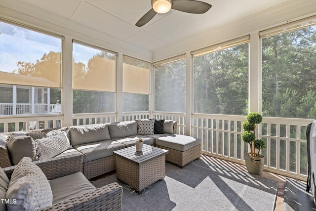 98 Stone Bridge Xing Unit 98, Chapel Hill, NC 27517 - sunroom with a ceiling fan and outdoor lounge area