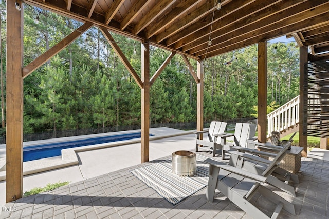98 Stone Bridge Xing Unit 98, Chapel Hill, NC 27517 - view of patio featuring stairs and view of wooded area