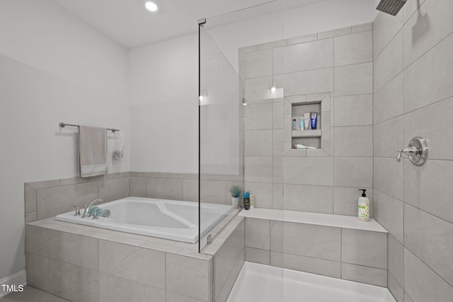 98 Stone Bridge Xing Unit 98, Chapel Hill, NC 27517 - bathroom with a bath and tiled shower