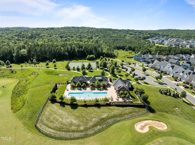98 Stone Bridge Xing Unit 98, Chapel Hill, NC 27517 - aerial view of a heavily wooded area, a pool area, and a local golf course