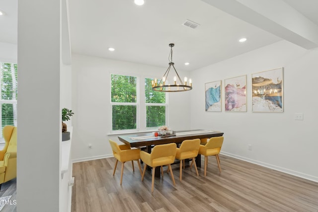 187 Harpers Landing Rd, Garner, NC 27529 - dining area featuring light wood finished floors, a chandelier, recessed lighting, and baseboards
