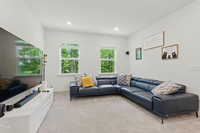 187 Harpers Landing Rd, Garner, NC 27529 - living room with light carpet, recessed lighting, and baseboards