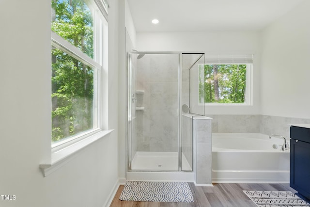 187 Harpers Landing Rd, Garner, NC 27529 - bathroom featuring plenty of natural light, a stall shower, and a garden tub