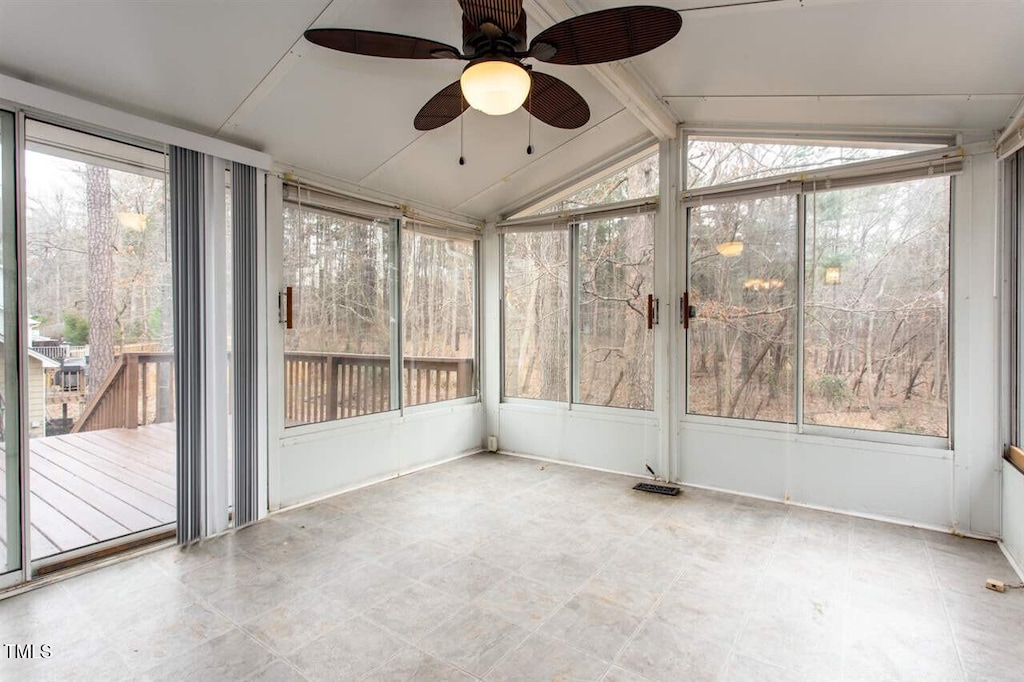 4009 Olde Coach Rd, Durham, NC 27707 - unfurnished sunroom with ceiling fan