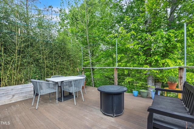 537 Hobkirks Pl, Durham, NC 27704 - deck featuring outdoor dining area and an outdoor fire pit