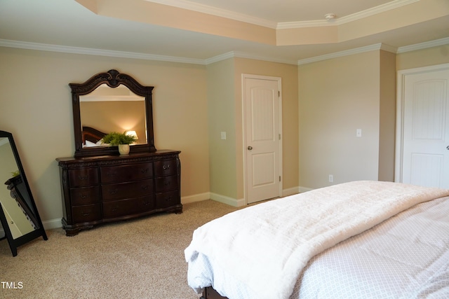 825 Fulworth Ave, Wake Forest, NC 27587 - bedroom featuring light carpet, crown molding, and a raised ceiling