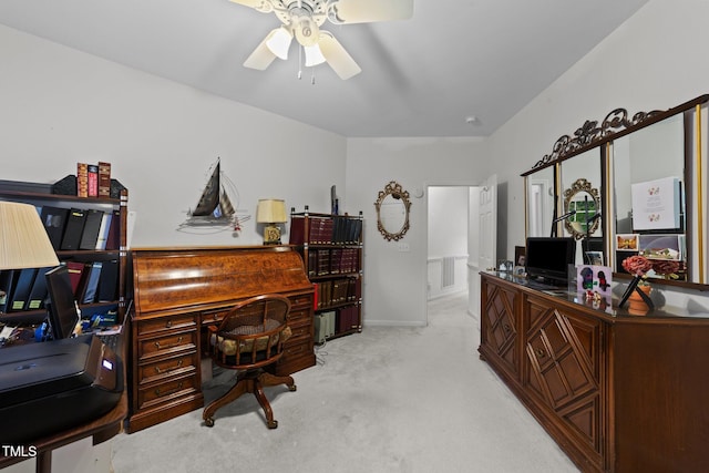 2313 Filigree Ct, Raleigh, NC 27614 - office space with light colored carpet, a ceiling fan, and baseboards