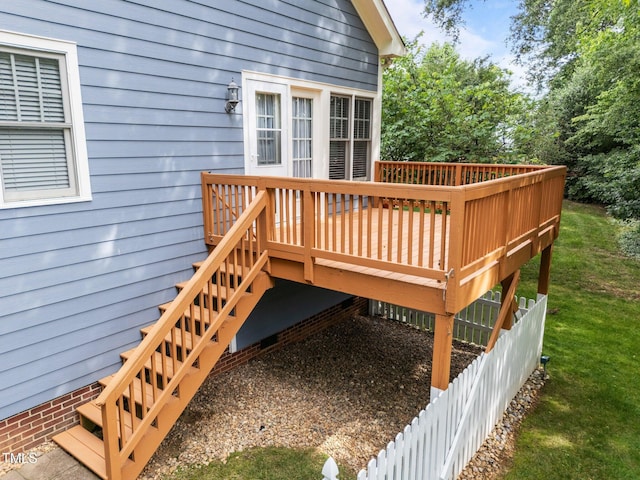 2313 Filigree Ct, Raleigh, NC 27614 - deck featuring stairway and a yard