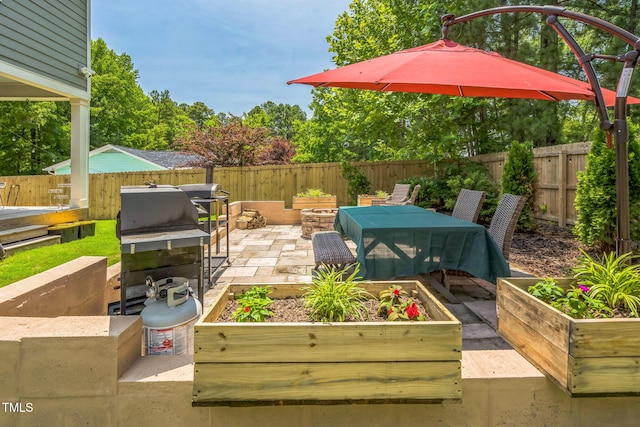 647 N Hardee St, Durham, NC 27703 - fenced backyard with outdoor dining space, a patio area, and a grill