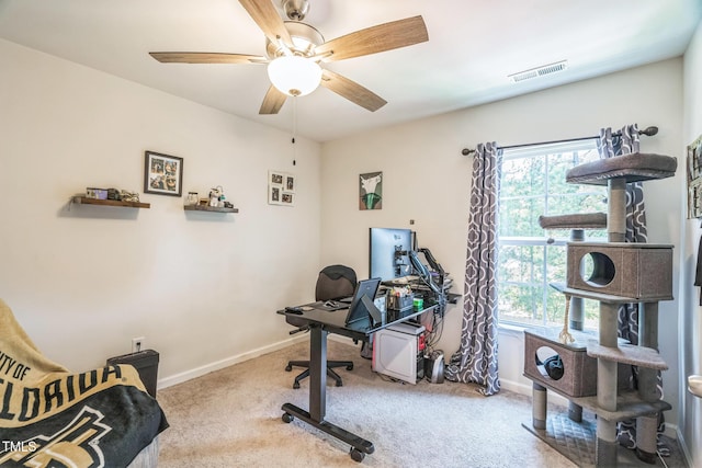 647 N Hardee St, Durham, NC 27703 - carpeted home office featuring plenty of natural light, baseboards, and a ceiling fan