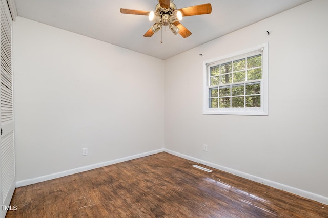 134 Chateau Rd, Durham, NC 27704 - empty room with wood finished floors, baseboards, and ceiling fan