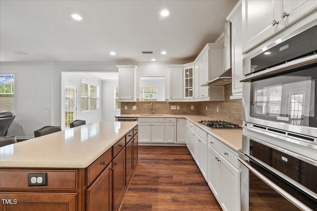 1704 Fawn Chase Ct, Wake Forest, NC 27587 - kitchen with a sink, light countertops, stainless steel appliances, tasteful backsplash, and white cabinetry